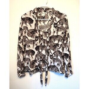 H&M Cheetah Blouse with Blue Eyes